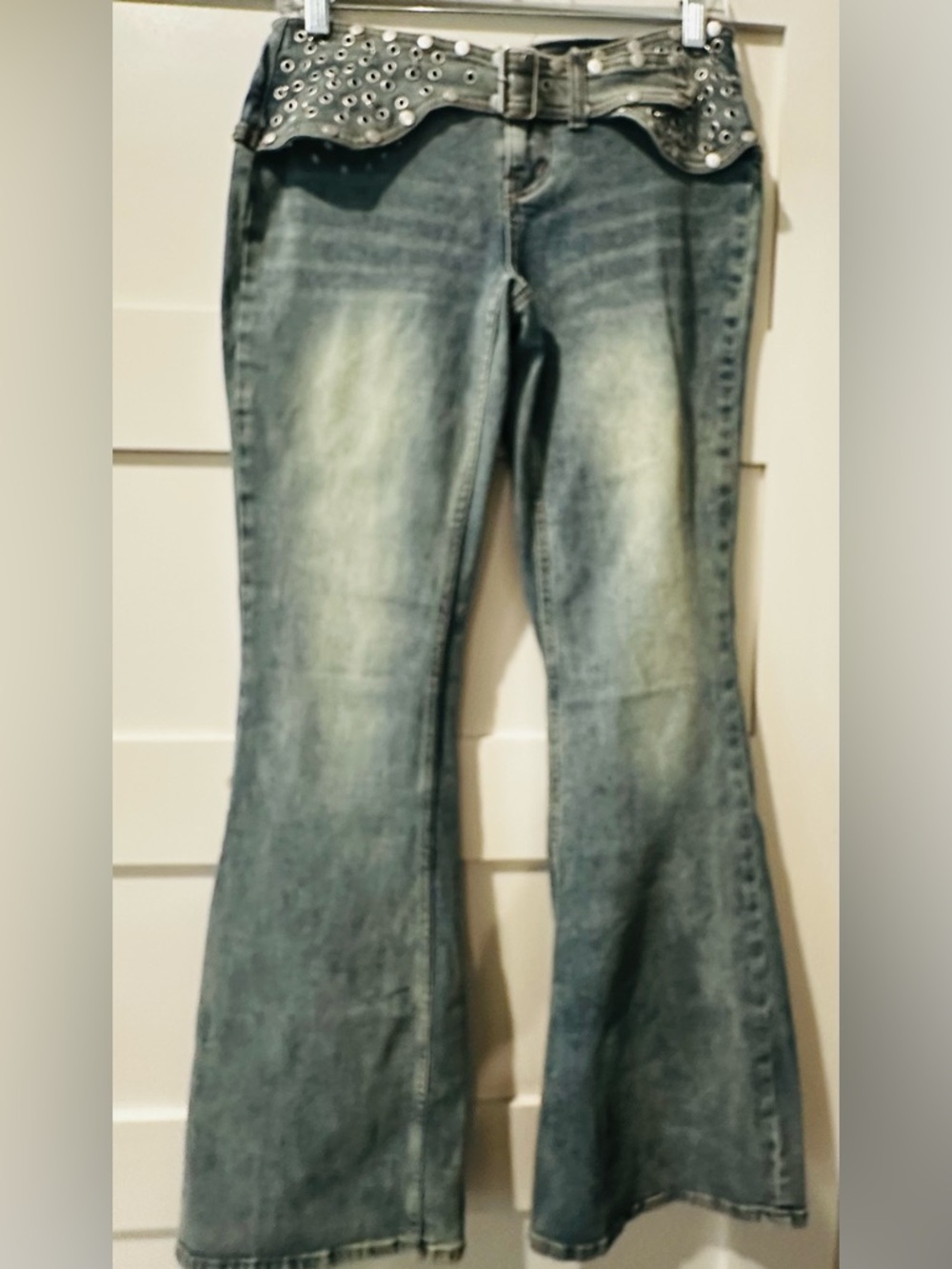 Rugged Priest Stud-Trim Flared Jean